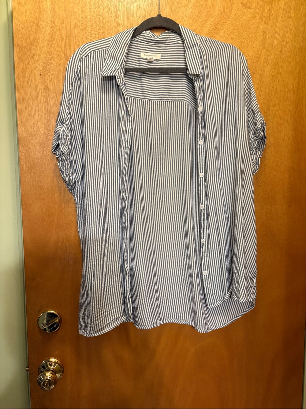 beachlunchlounge Blue and White Striped Button-Down Shirt
